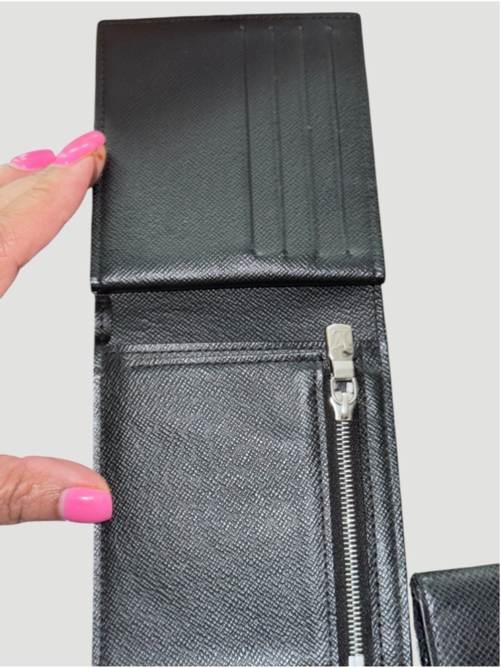 Louis Vuitton Black Taiga Amerigo Leather Wallet and Card Holder Set In Box - Picture 10 of 16